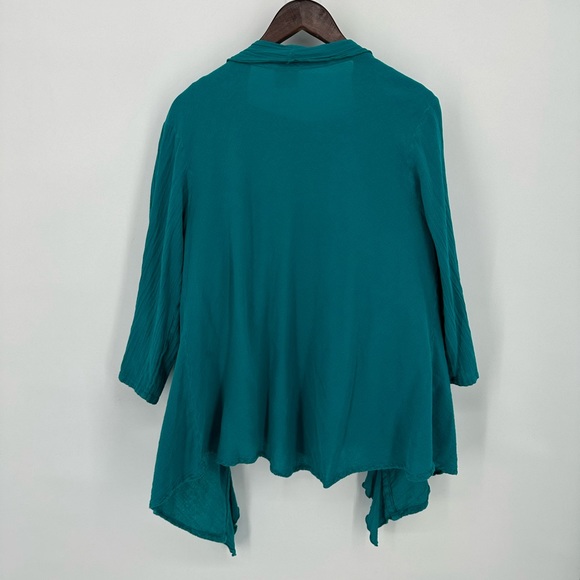 Oh My Gauze! Cardigan Top Set Layered Lagenlook Blue Resort Cruise Size 2 Large - Picture 5 of 10